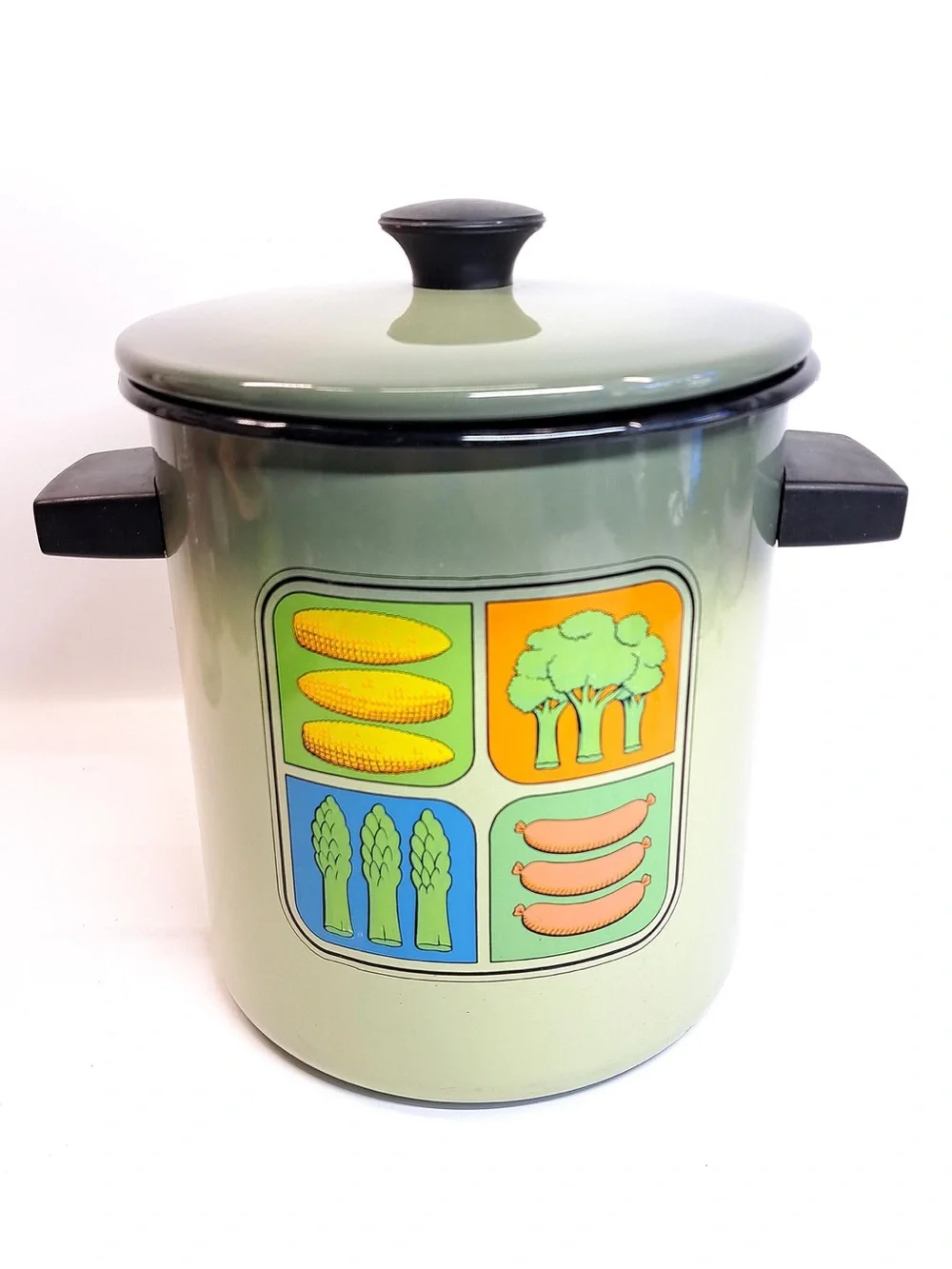 Vintage Green Vegetable Graphic Stockpot with Lid